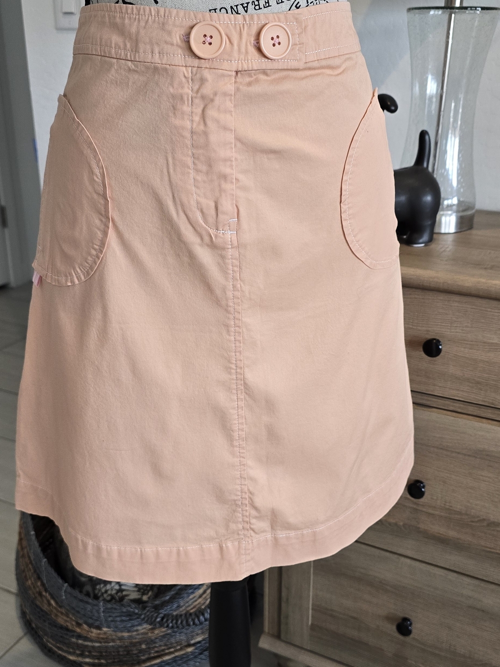 A-Line Peach Skirt with Buttoned Waist
